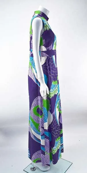 1970s Tori Richard Hawaiian Print Sleeveless Maxi Dress