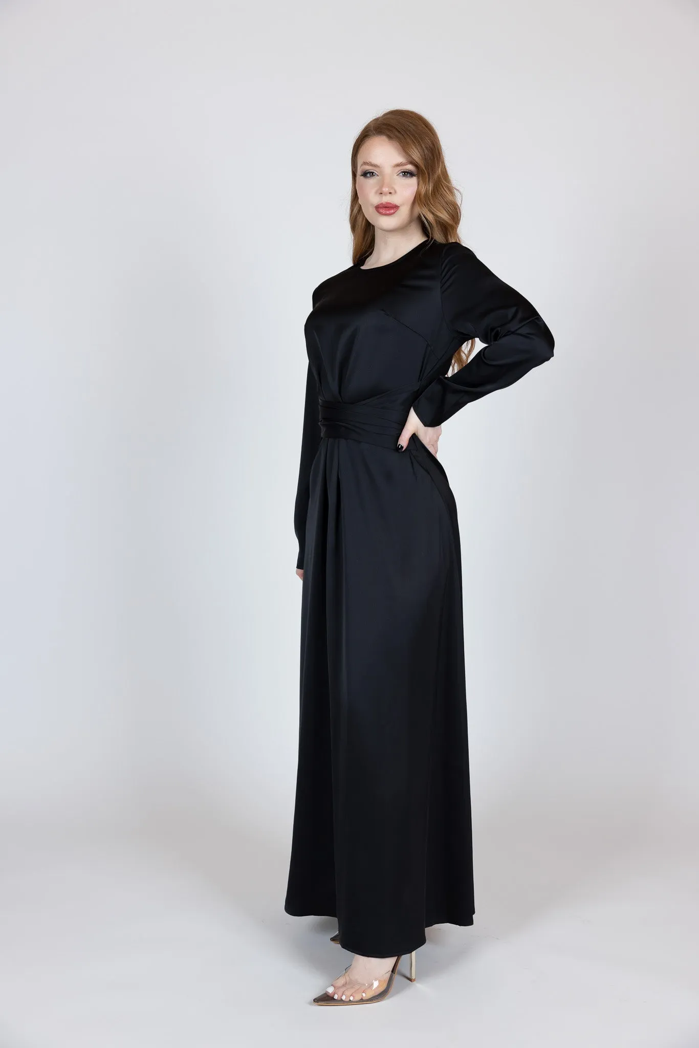 Abril Satin Tie Abaya