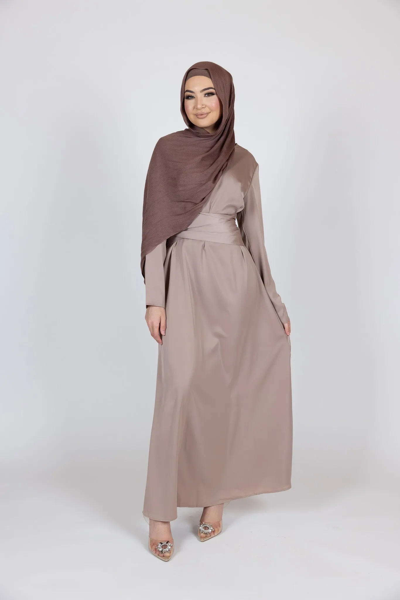 Abril Satin Tie Abaya