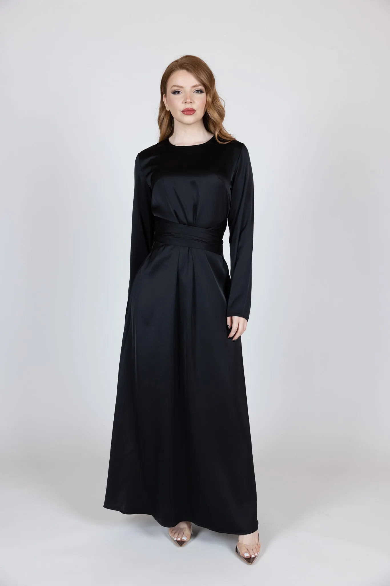 Abril Satin Tie Abaya