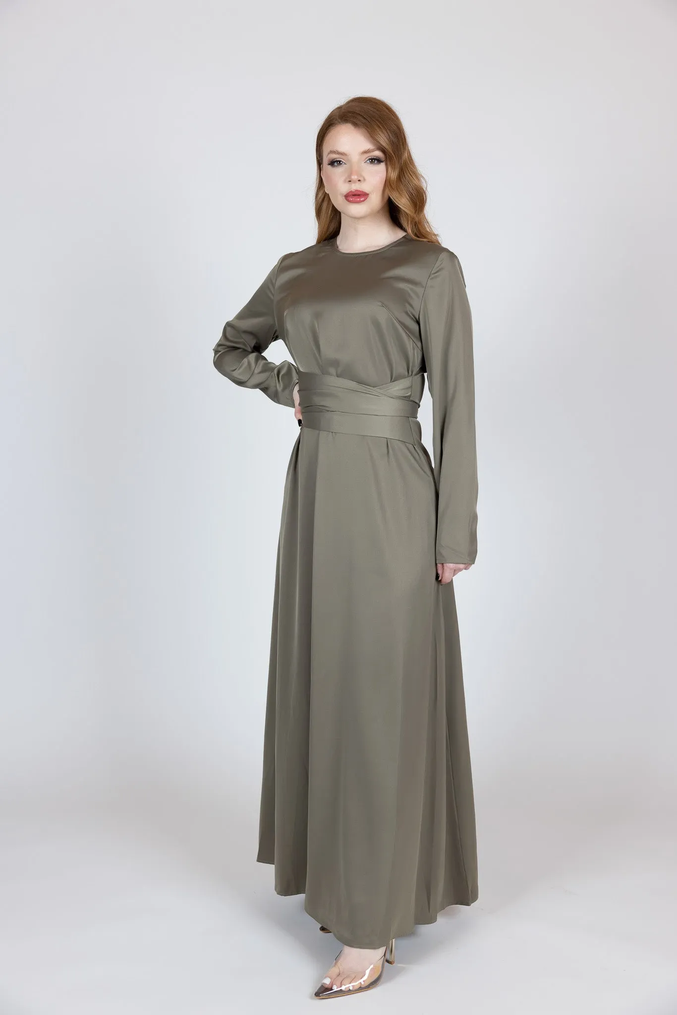 Abril Satin Tie Abaya