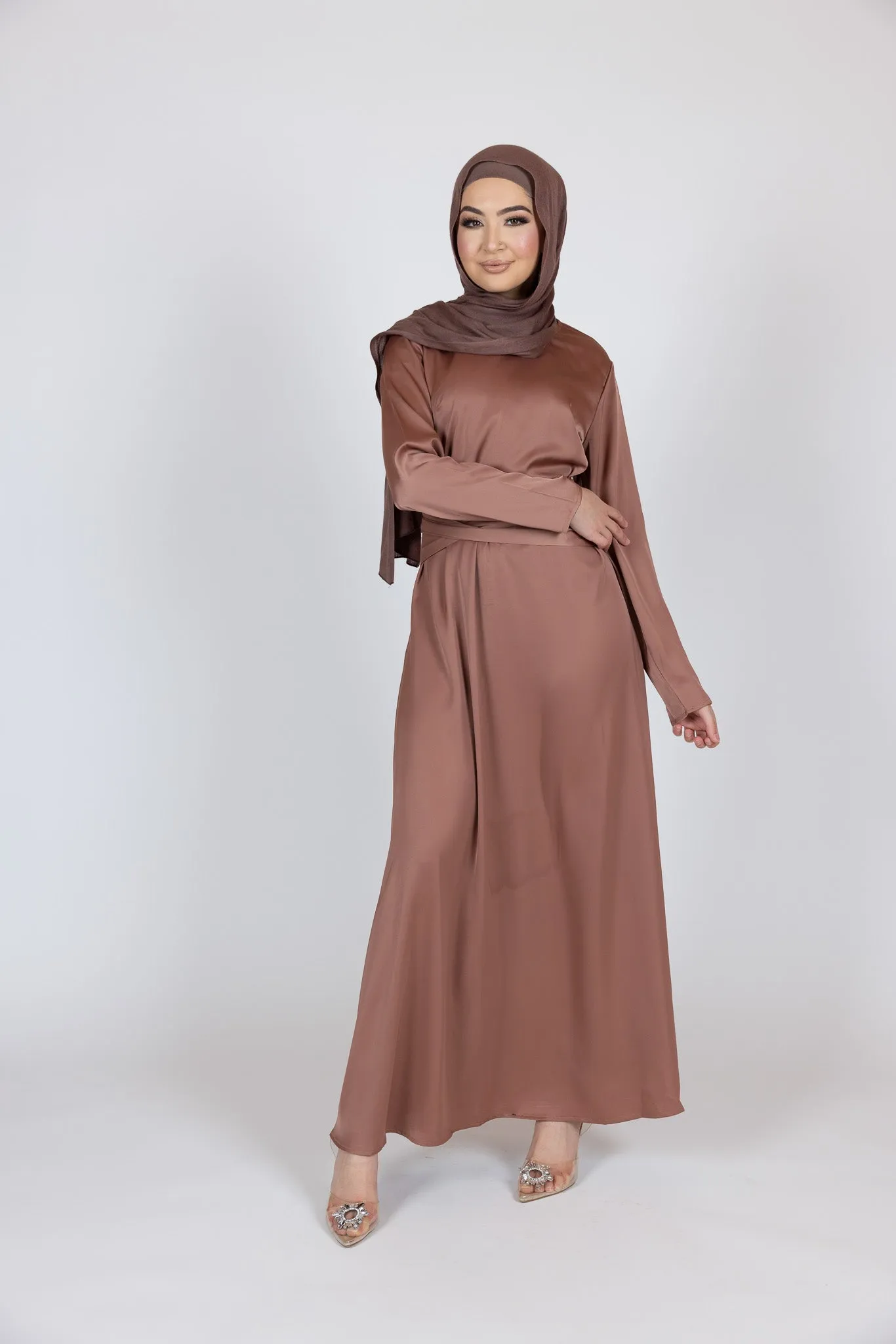 Abril Satin Tie Abaya