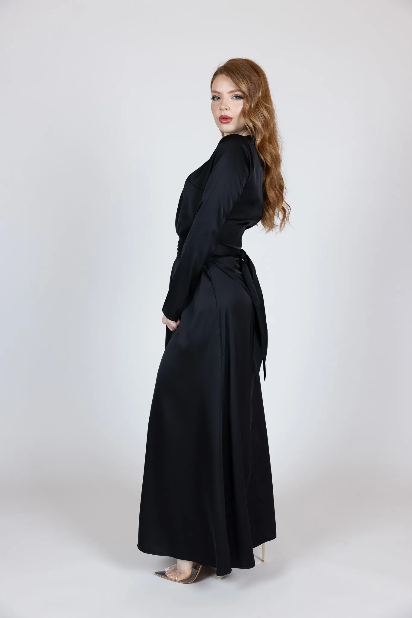 Abril Satin Tie Abaya