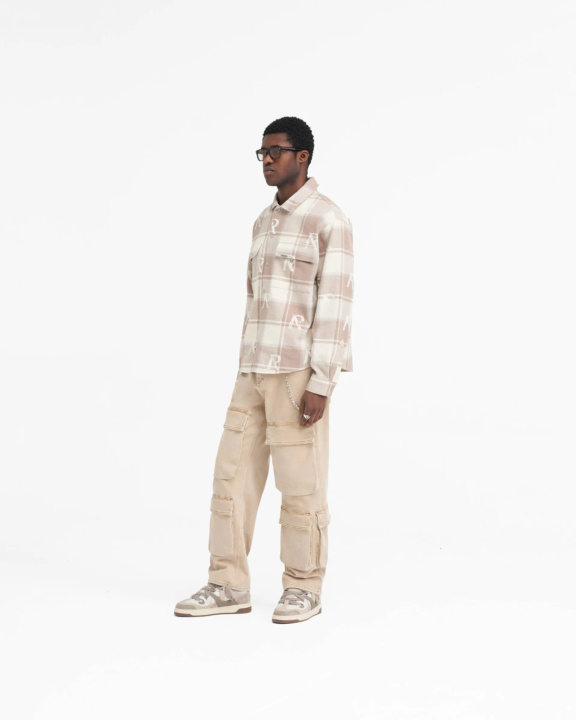 All Over Initial Flannel Shirt - Cashmere