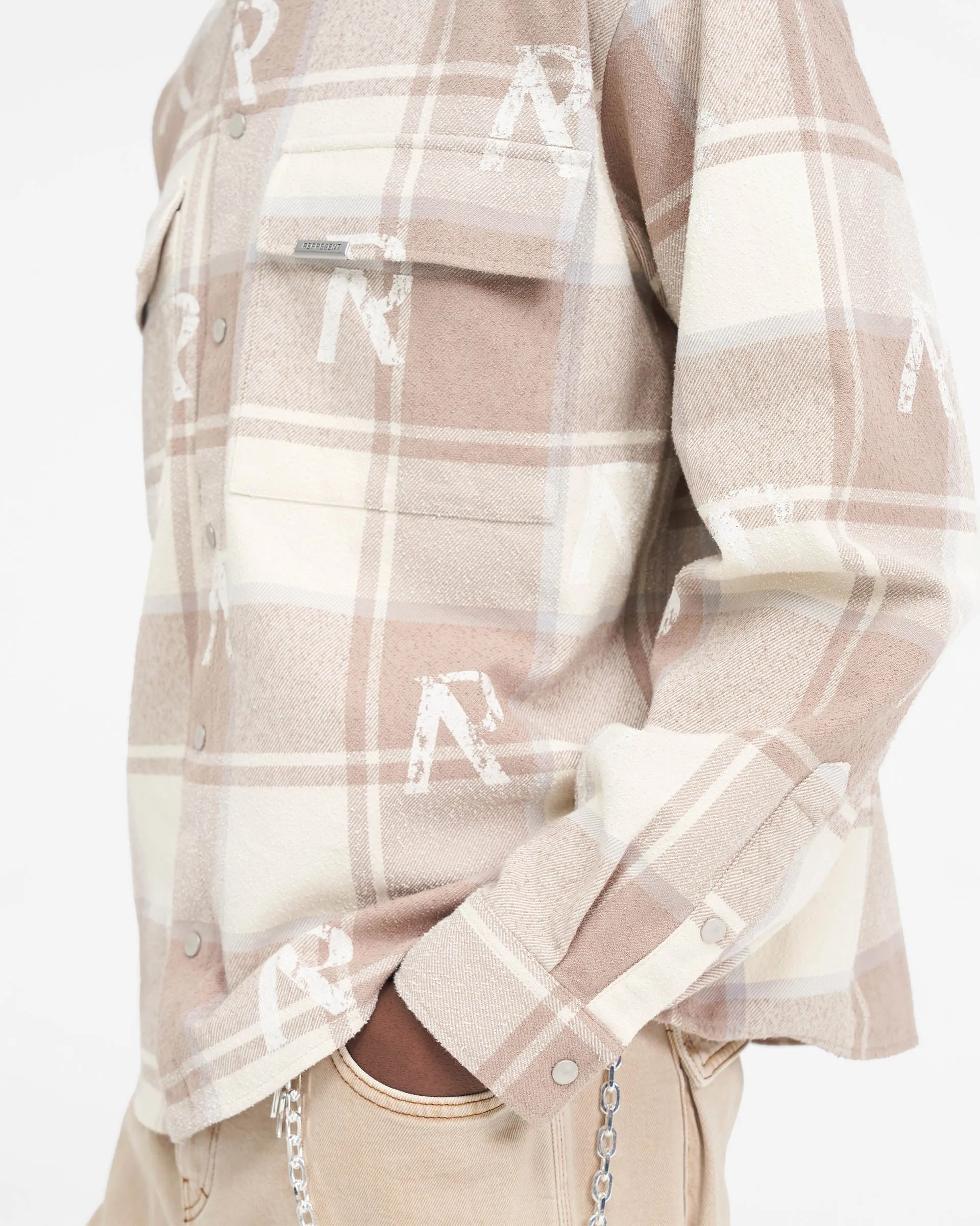 All Over Initial Flannel Shirt - Cashmere