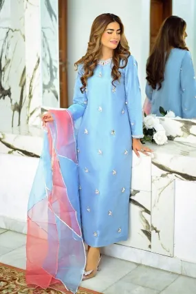 Allure by Ih - ILLUSION - Katan Silk - Blue - 3 Piece