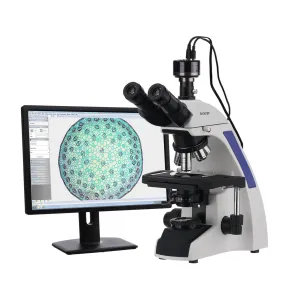 AmScope T720 Series Trinocular Compound Microscope 40X-2500X Magnification With Quintuple Plan Infinity Kohler Laboratory and HD Recording Camera