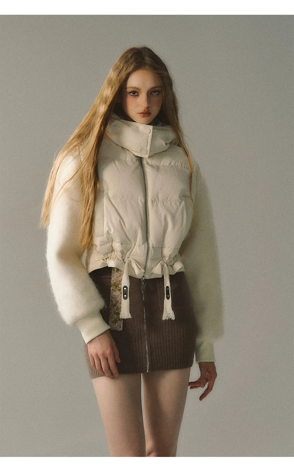 Apricot High-neck Puffer Jacket