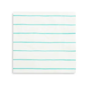 Aqua Green Striped Paper Napkins (Set of 16)