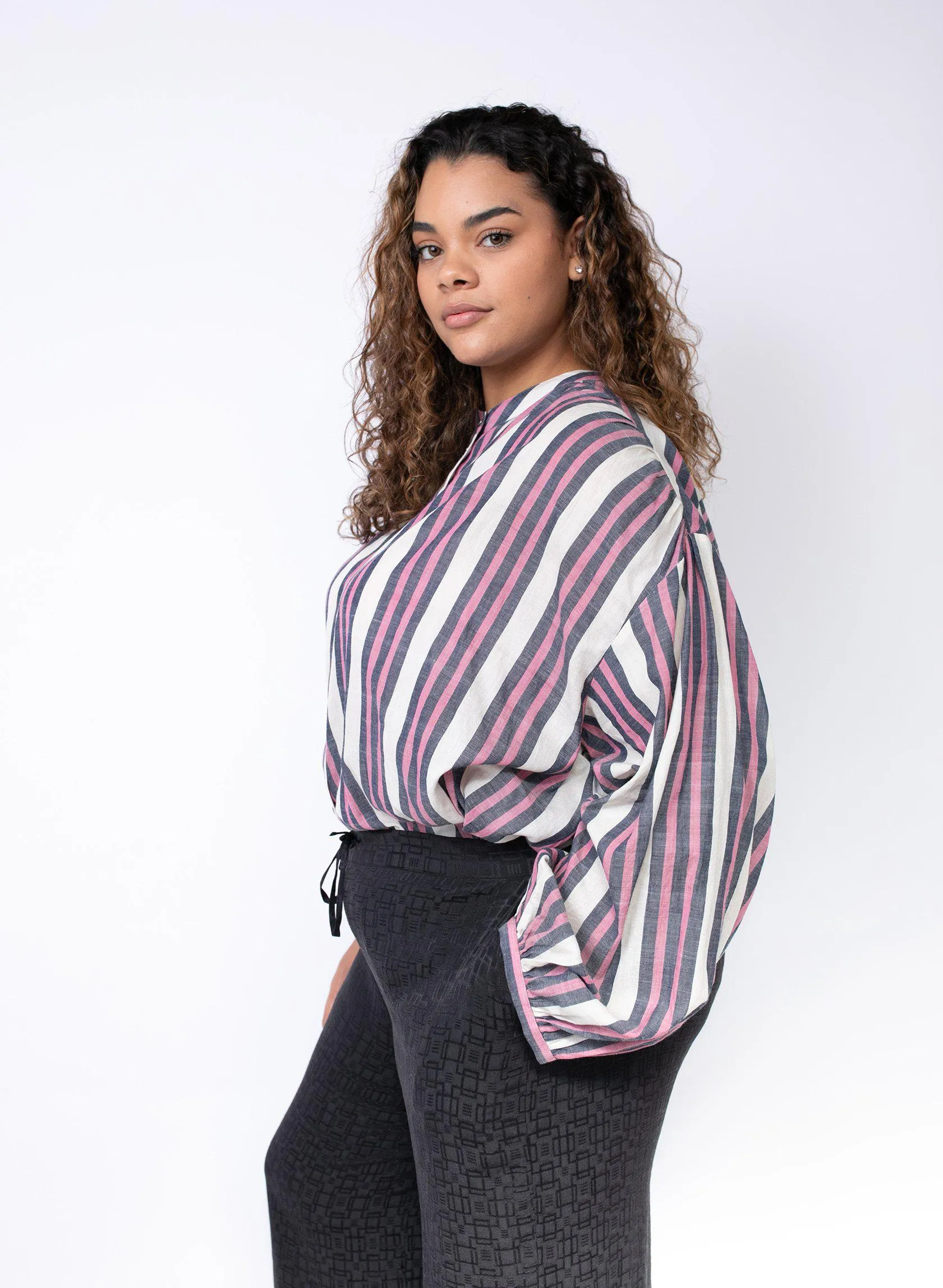 Artist Shirt, fuchsia stripe