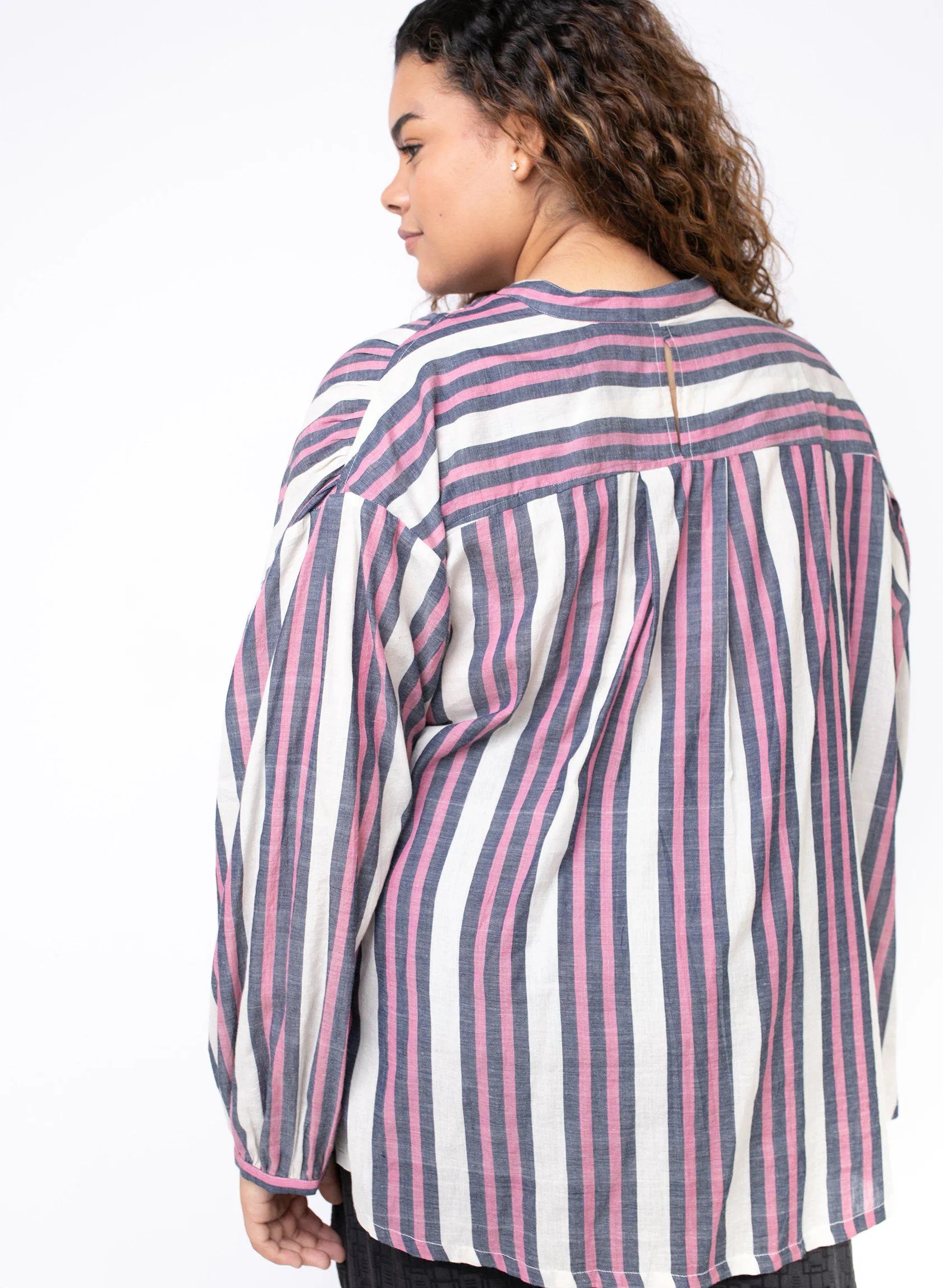 Artist Shirt, fuchsia stripe