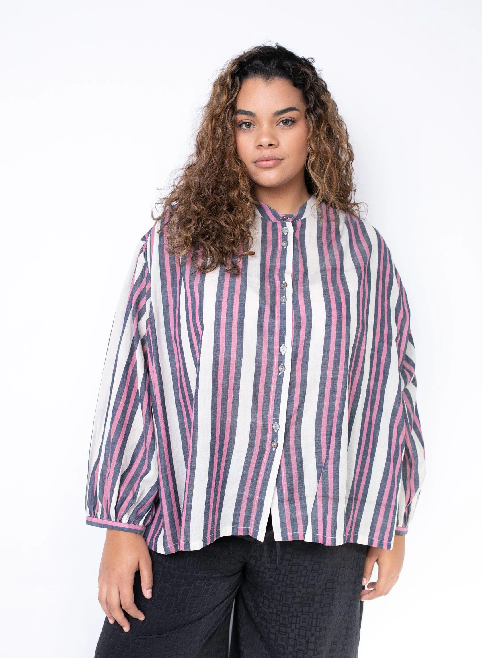 Artist Shirt, fuchsia stripe