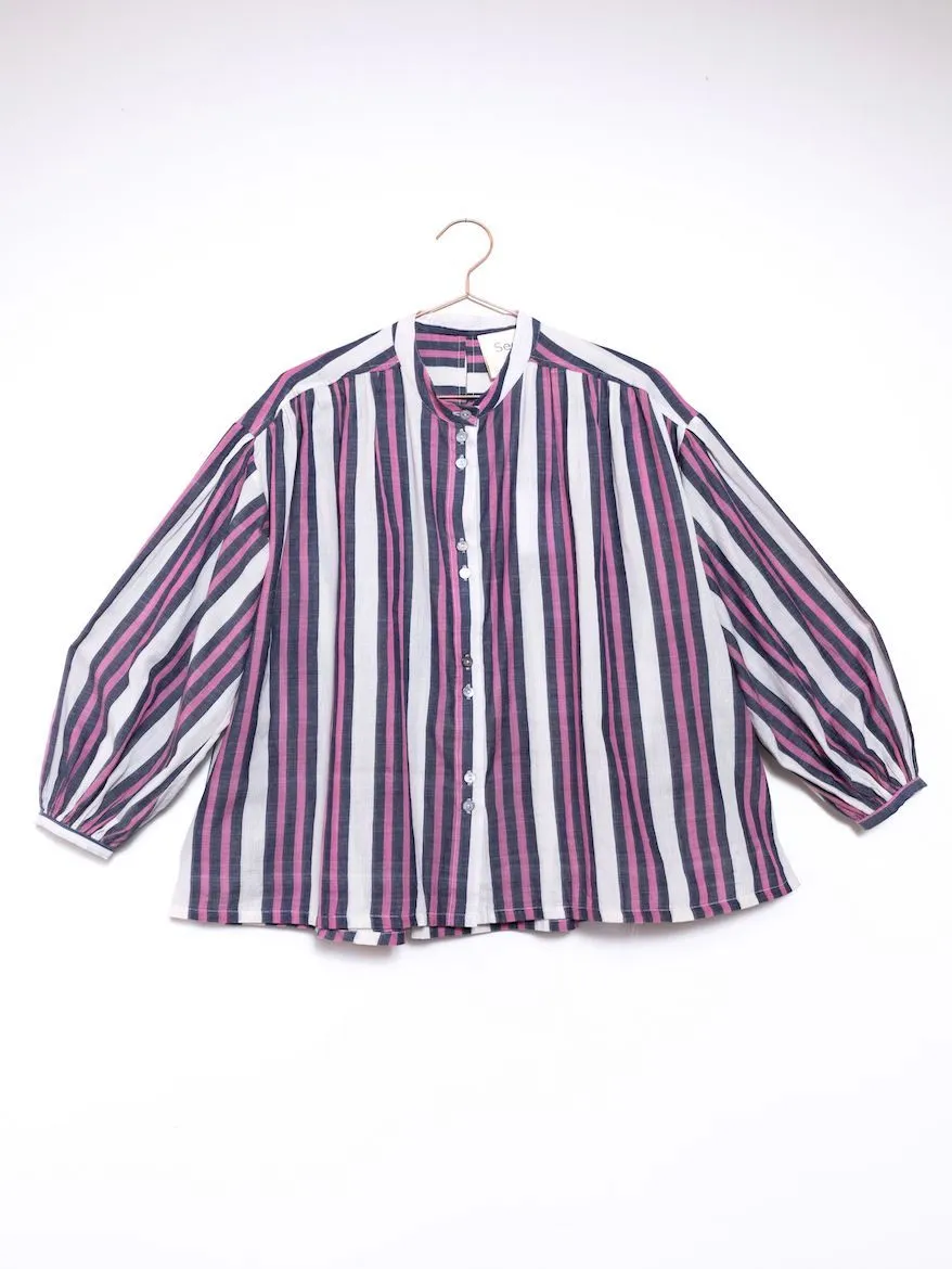 Artist Shirt, fuchsia stripe