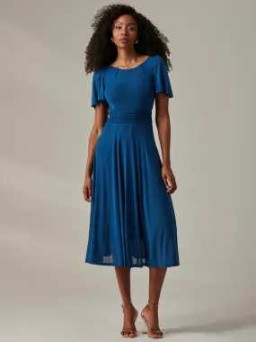 Ayla Plain Mesh Maxi Dress, Teal