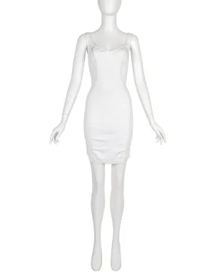 Azzedine Alaia Vintage SS 1991 White Textured Paneled Bodycon Mini Dress