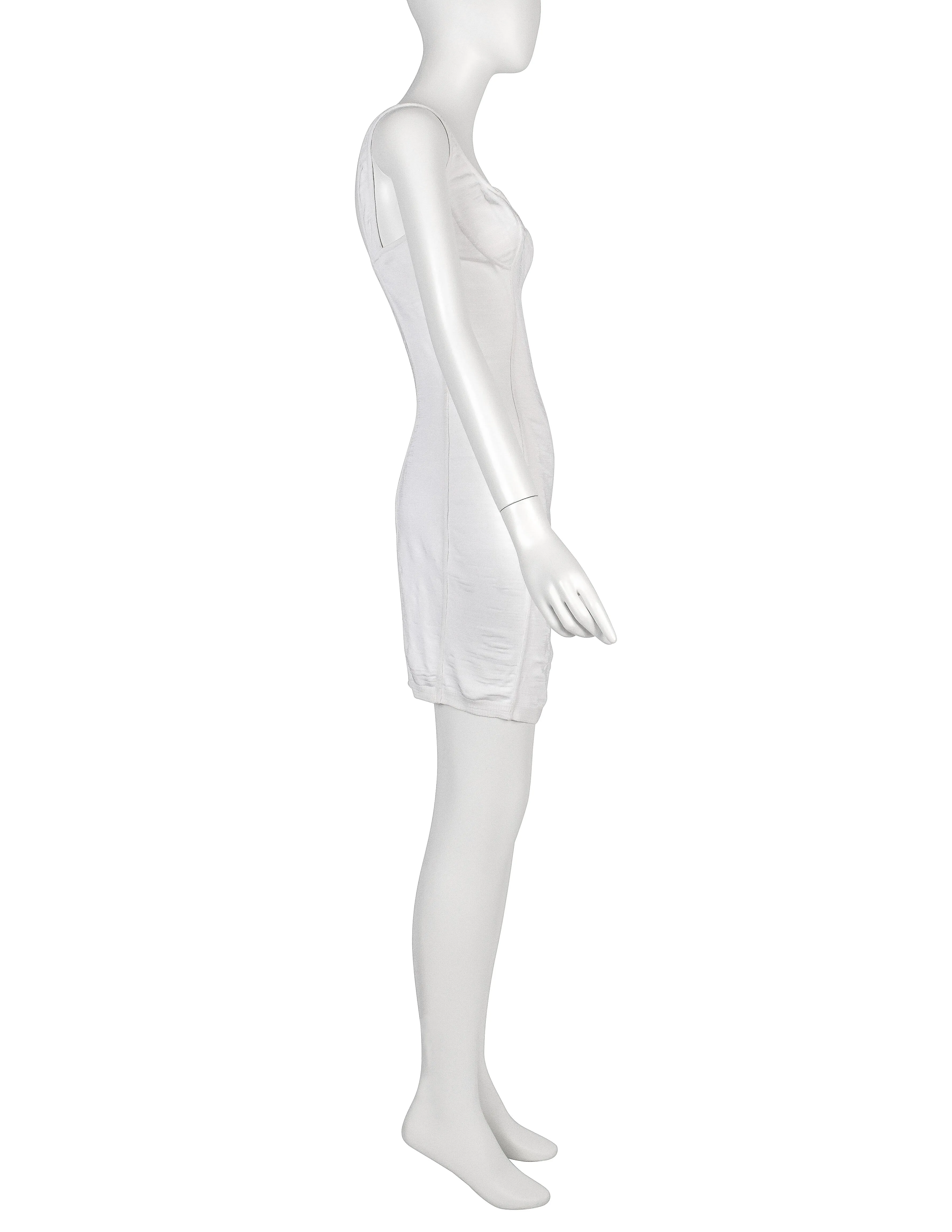 Azzedine Alaia Vintage SS 1991 White Textured Paneled Bodycon Mini Dress