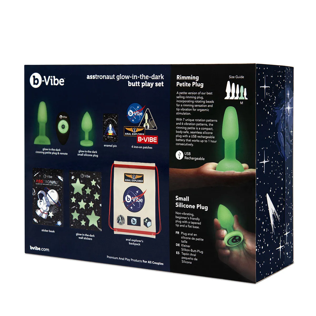 b-Vibe ASStronaut Glow-In-The-Dark Butt Play Set