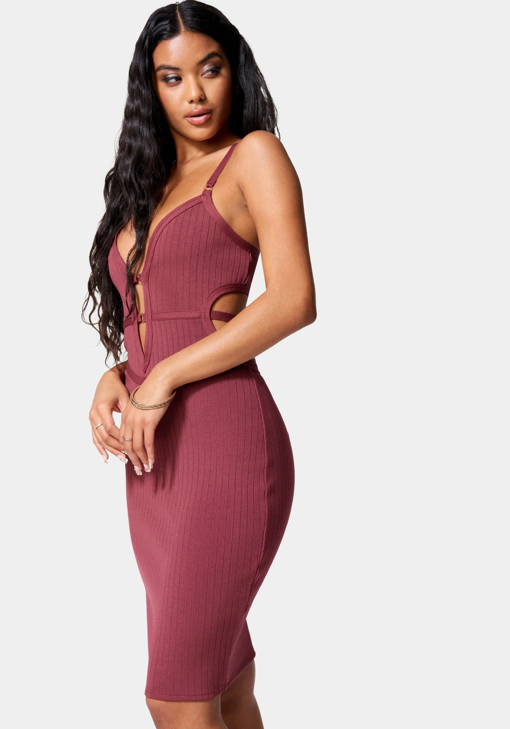 Bandage Plunge Neck Banded Dress