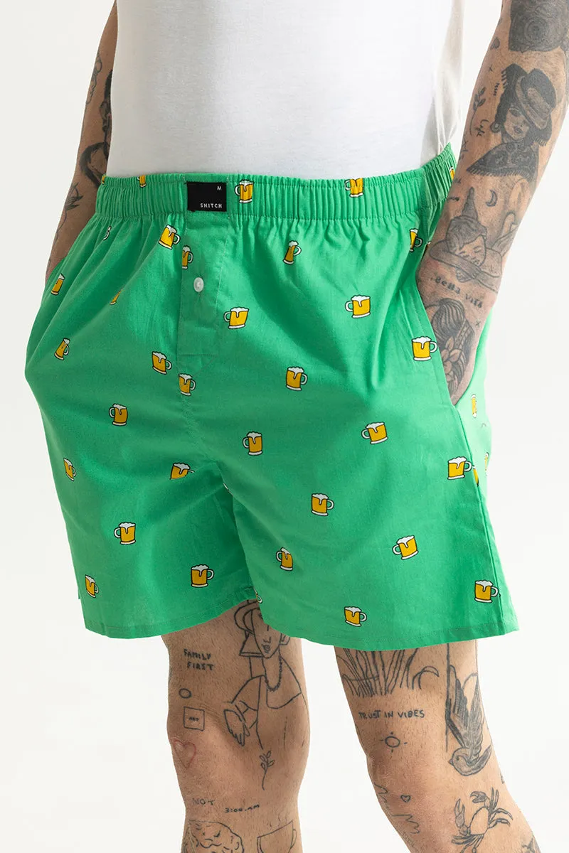 Beer Print Green Boxer