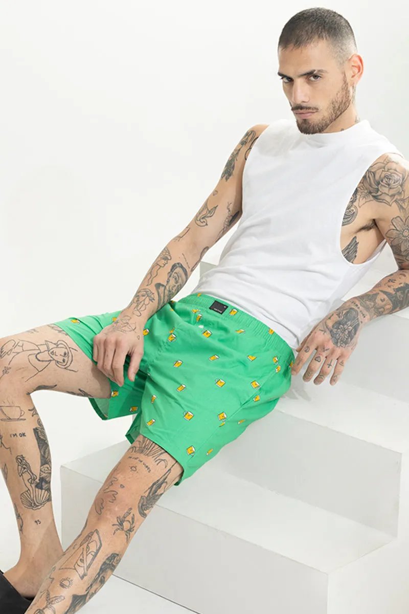 Beer Print Green Boxer