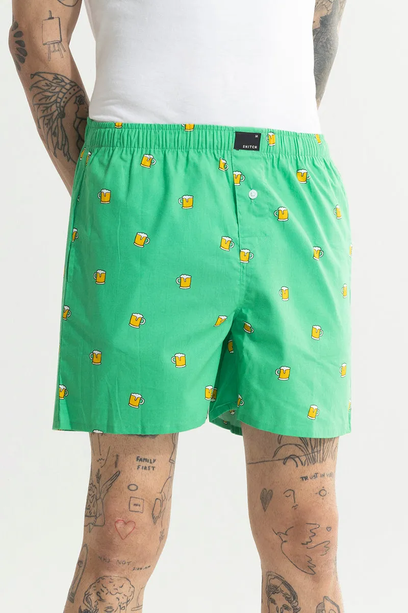 Beer Print Green Boxer