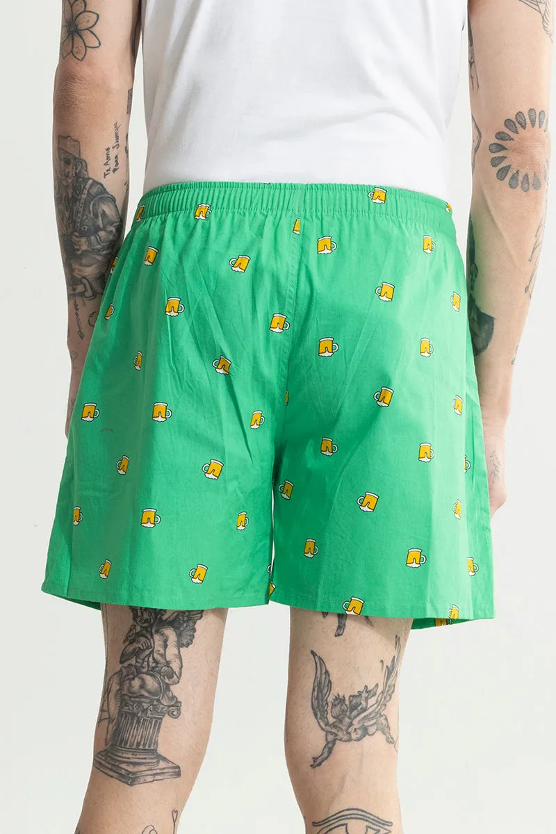 Beer Print Green Boxer