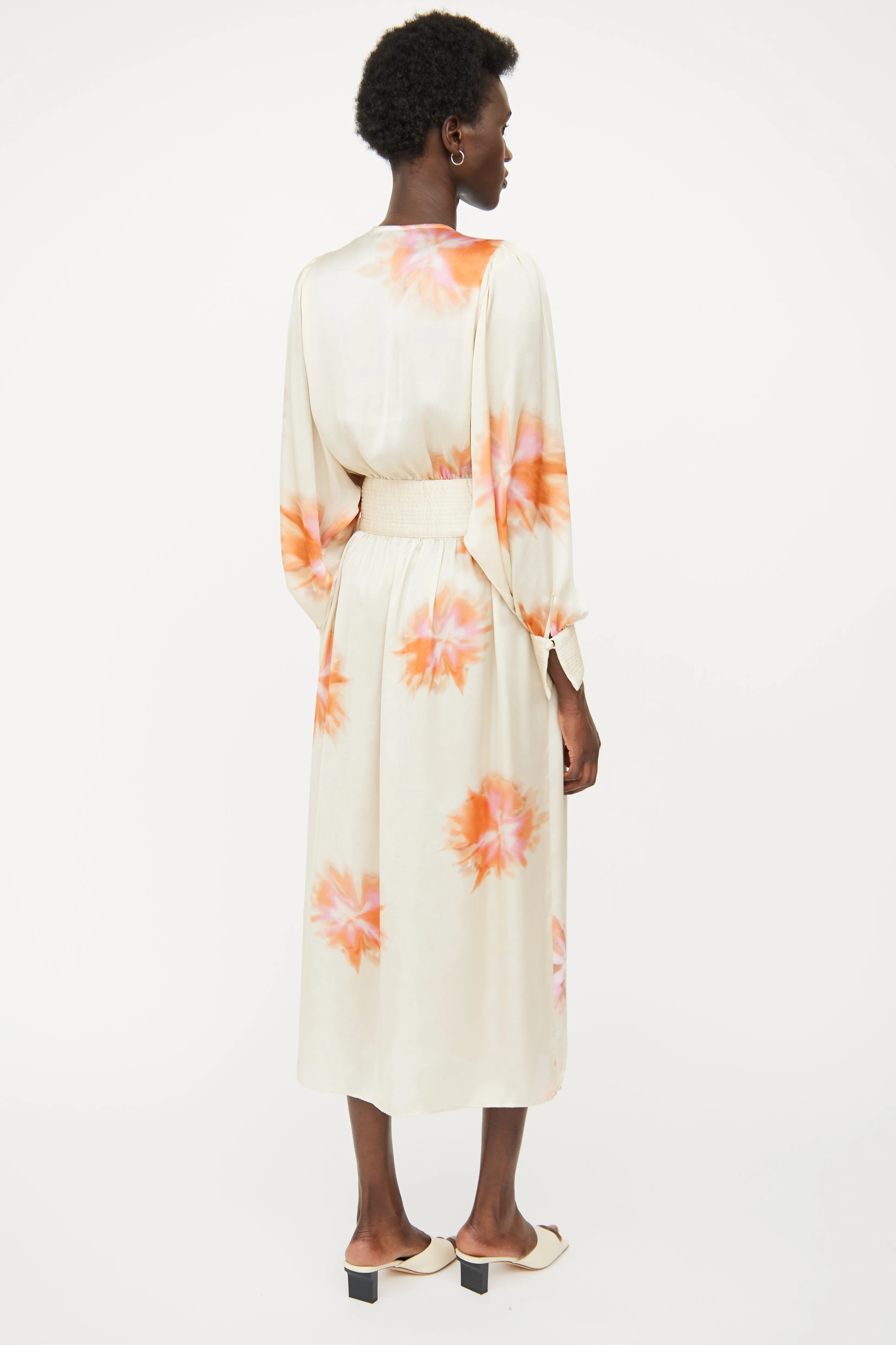 Beige & Pink Floral Maxi Dress