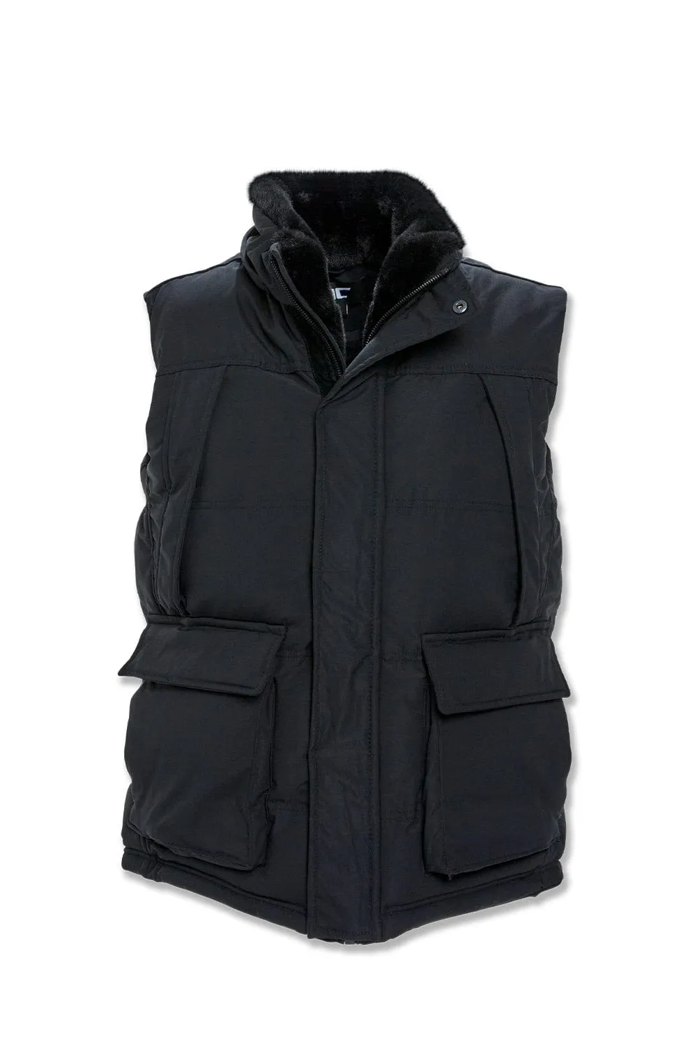 Big Men's Yukon Fur Lined Puffer Vest (Black)