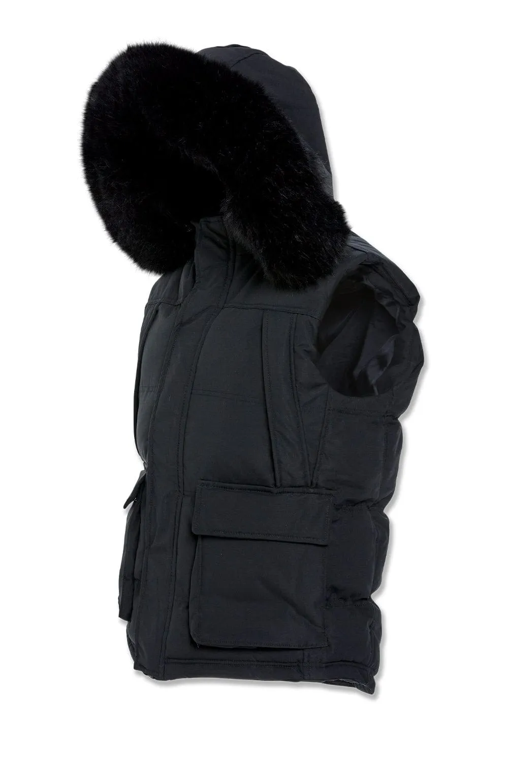 Big Men's Yukon Fur Lined Puffer Vest (Black)