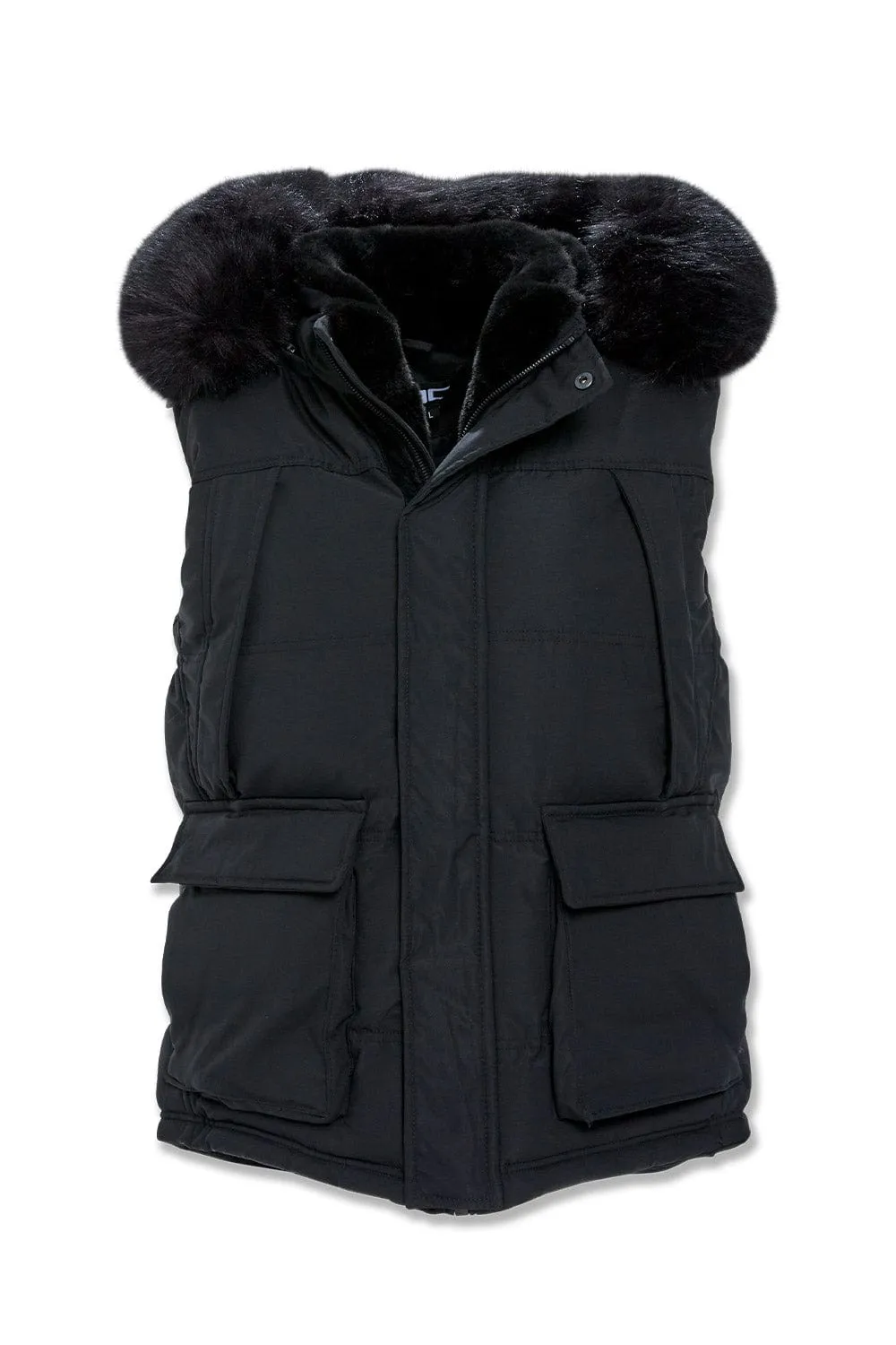 Big Men's Yukon Fur Lined Puffer Vest (Black)