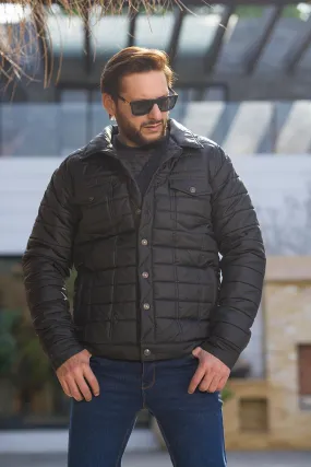 Black Biker Puffer Jacket