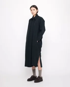 Black Cocoon Cotton Maxi Shirtdress