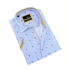 Blue  Tri-Color Paisley Short Sleeve Shirt