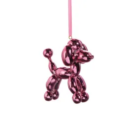 Blushing Holiday Metallic Pink Poodle Ornament 3.75"