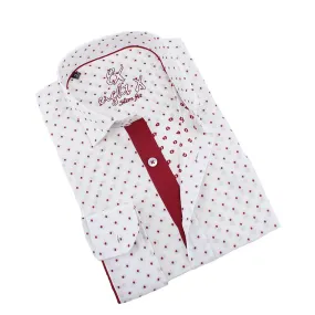 Bordeaux Polka Dot Button Down Fil Coupe' Shirt