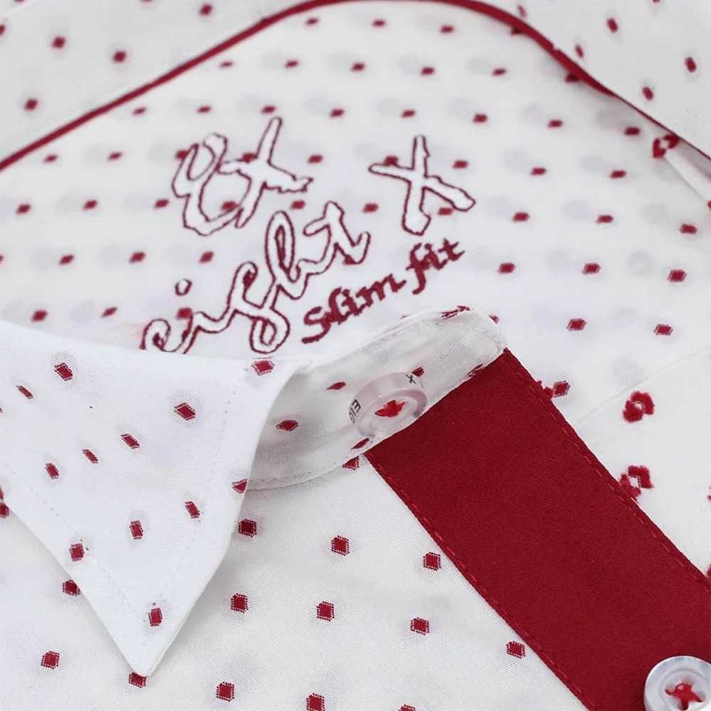 Bordeaux Polka Dot Button Down Fil Coupe' Shirt