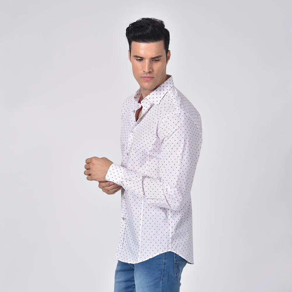 Bordeaux Polka Dot Button Down Fil Coupe' Shirt