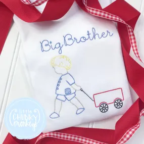 Boy Shirt - Big Brother Shirt with Wagon