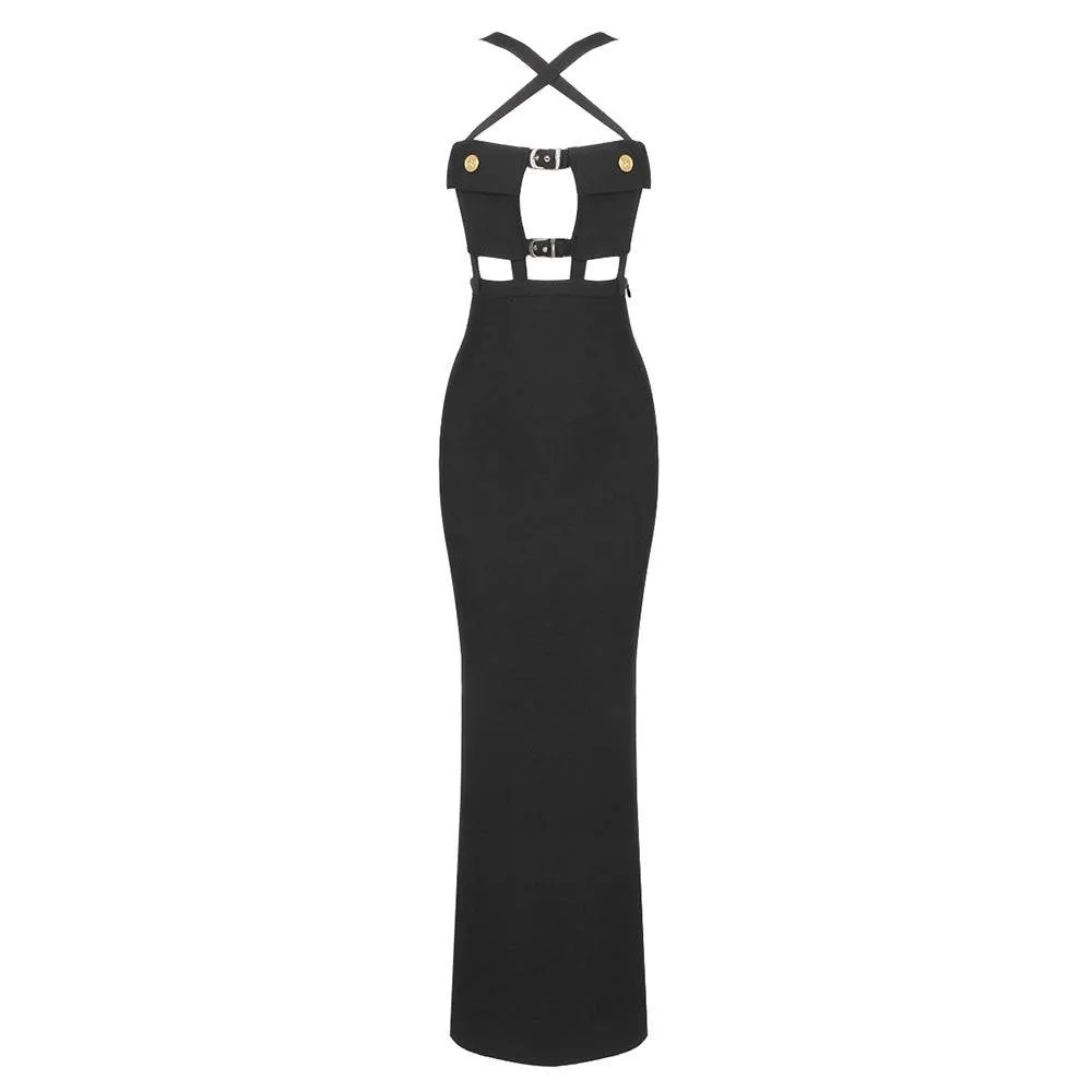 Brigitta Bustier Cut Out Bandage Maxi Dress