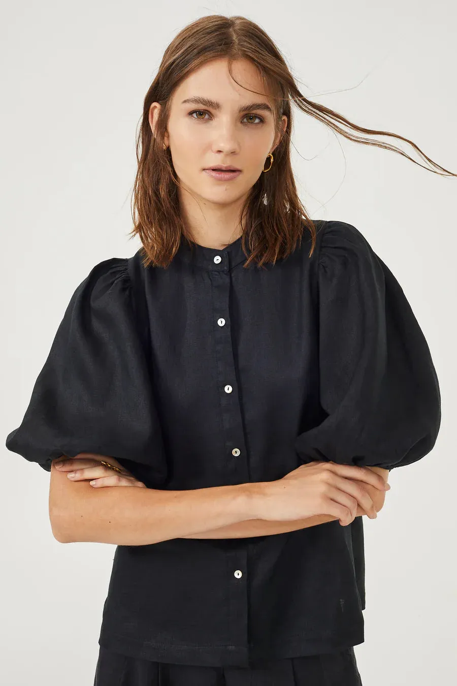 Bubble Linen Shirt - Black