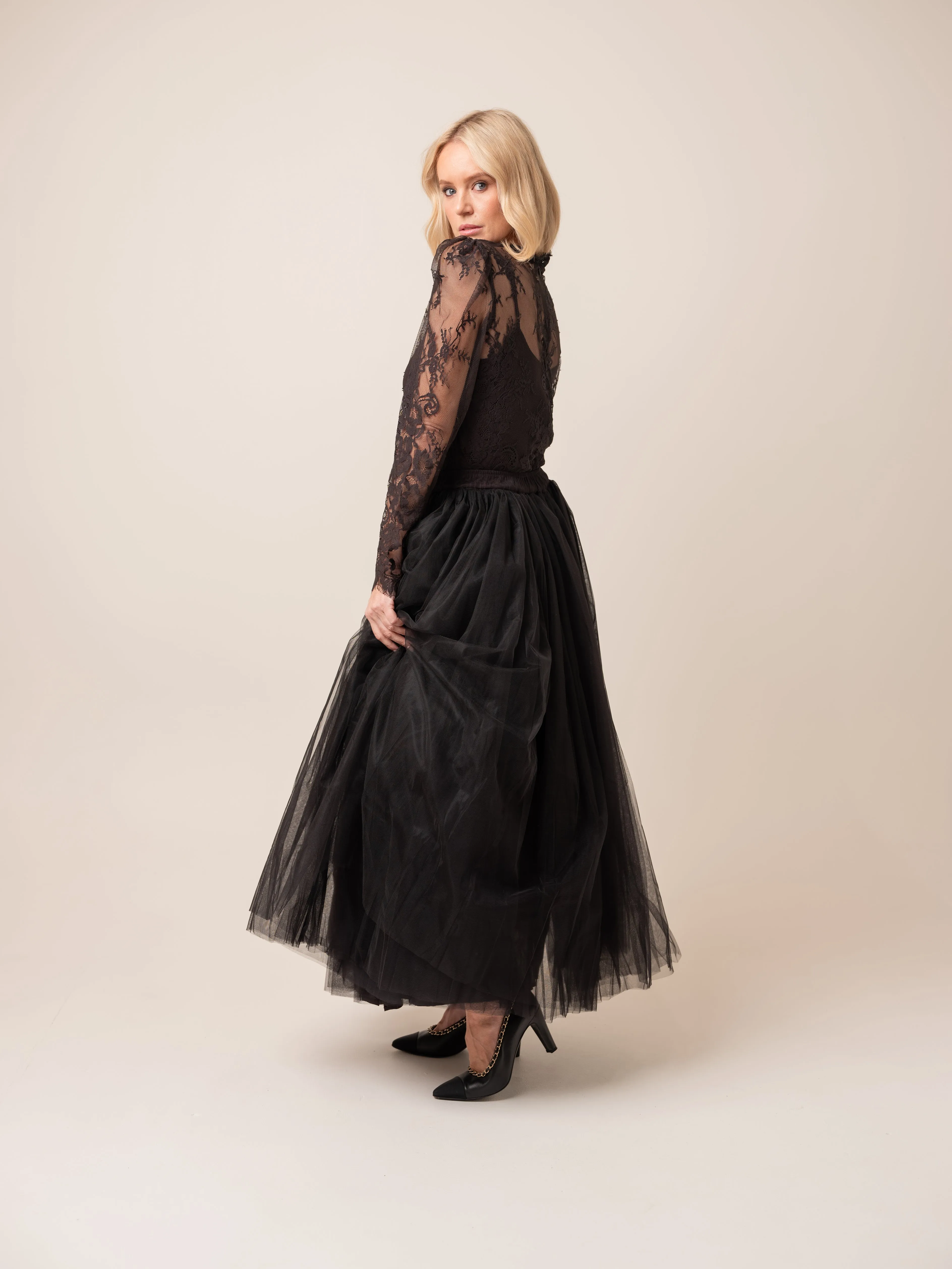 Bytimo Tulle Maxi Skirt in Black