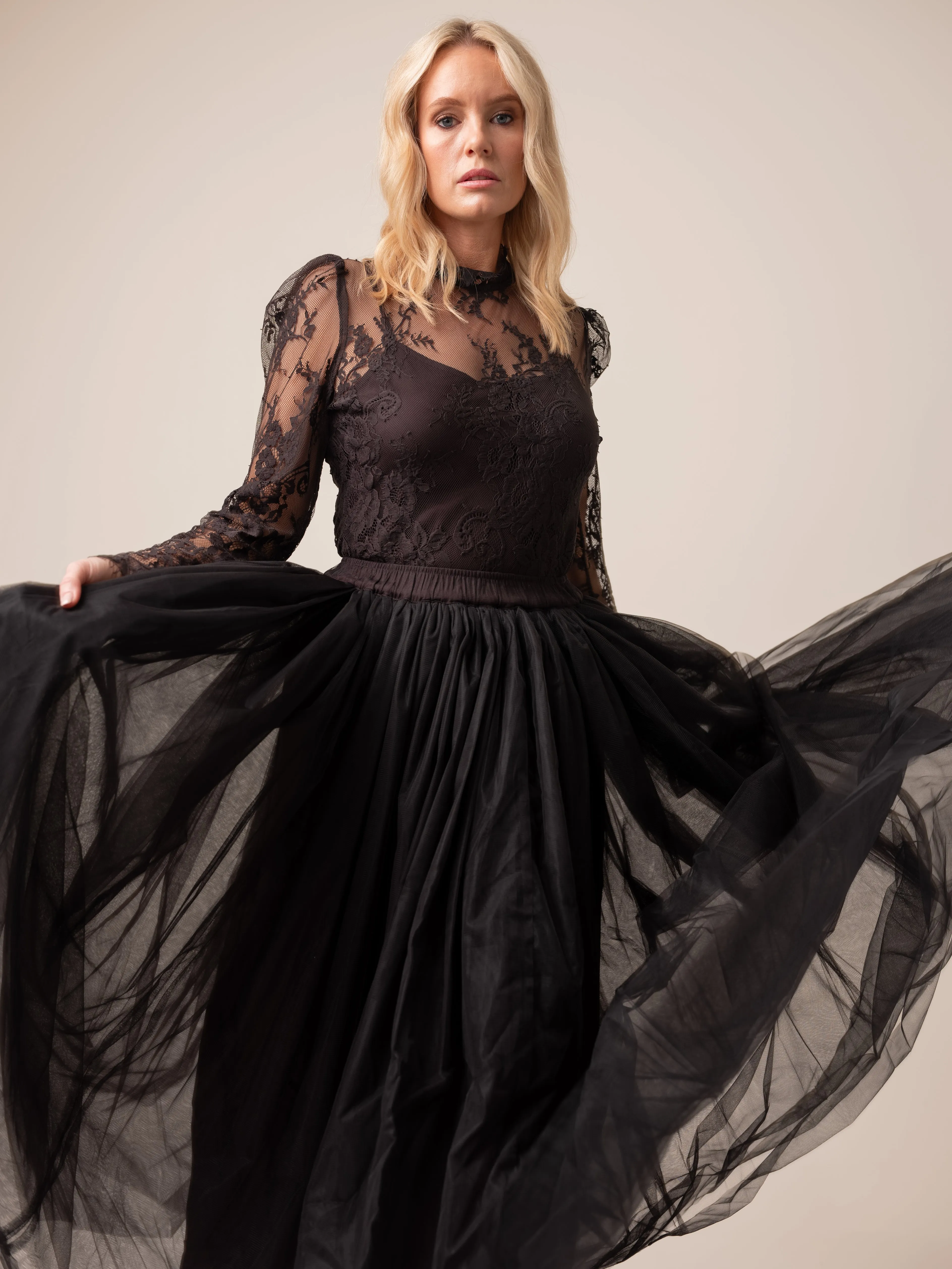 Bytimo Tulle Maxi Skirt in Black