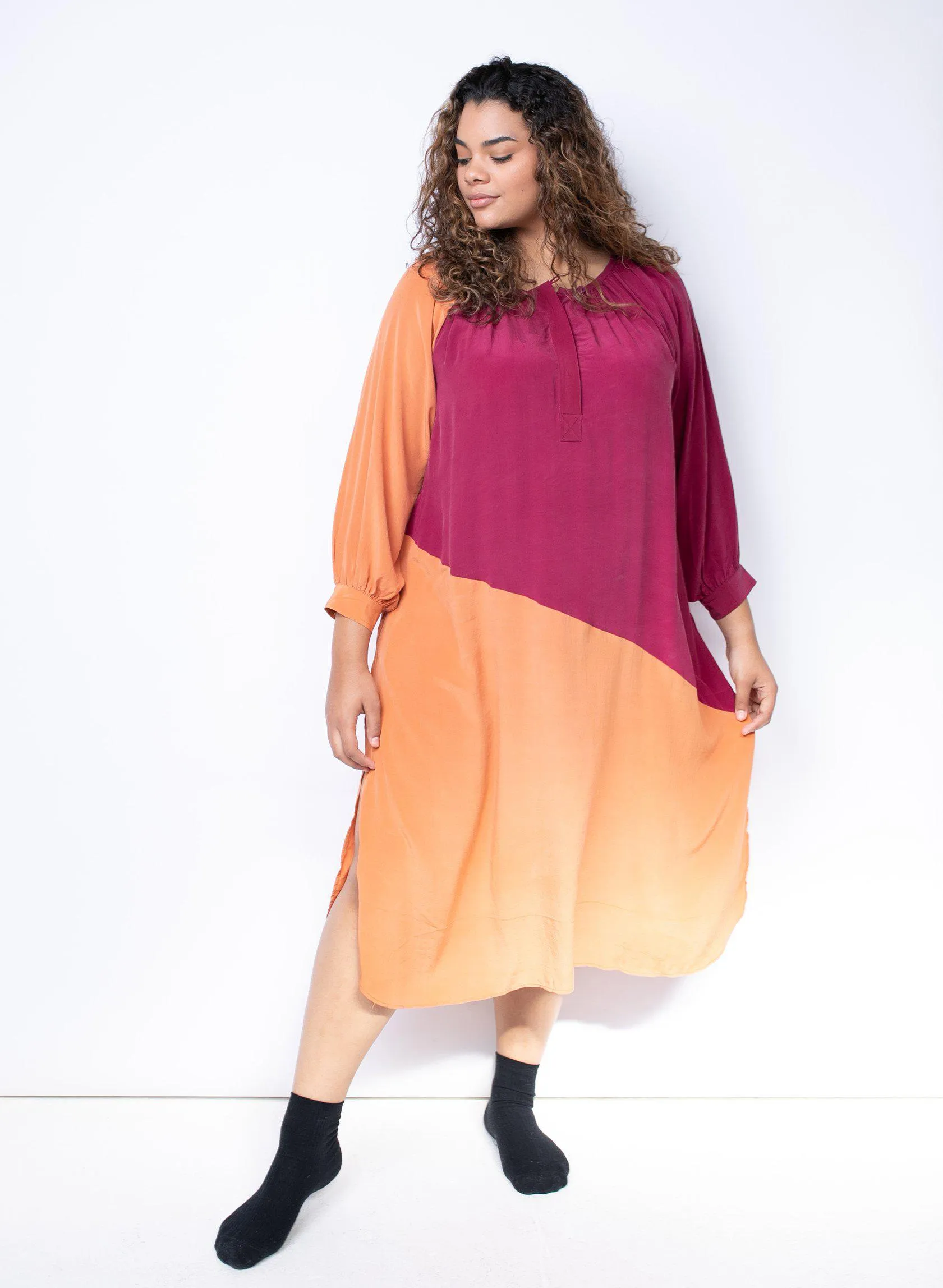 Caz Dress, fuchsia   persimmon