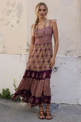 Château Quilted Strappy Maxi Dress | Grape