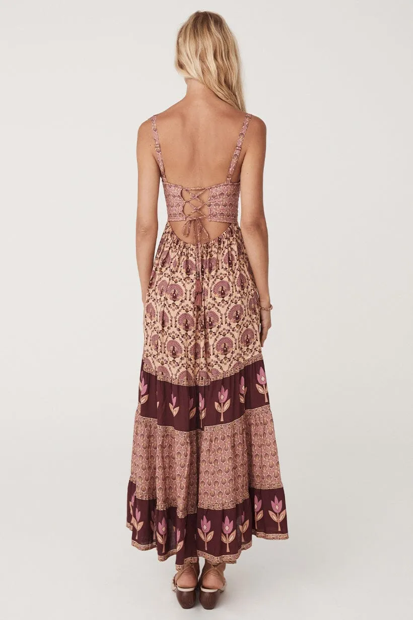 Château Quilted Strappy Maxi Dress | Grape