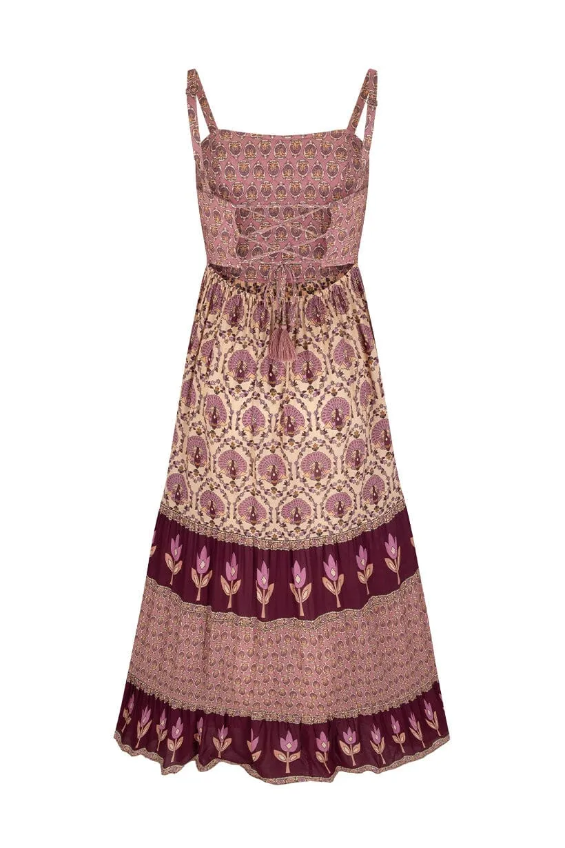 Château Quilted Strappy Maxi Dress | Grape