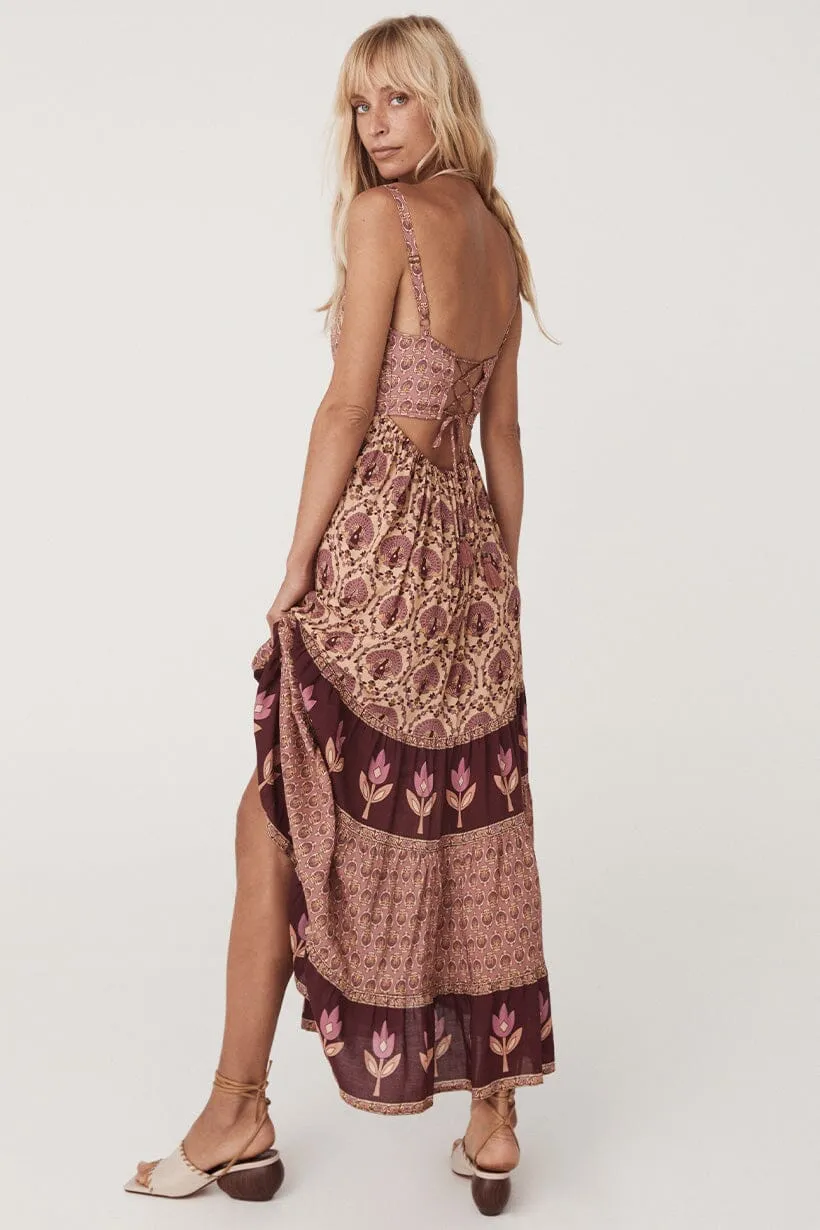 Château Quilted Strappy Maxi Dress | Grape