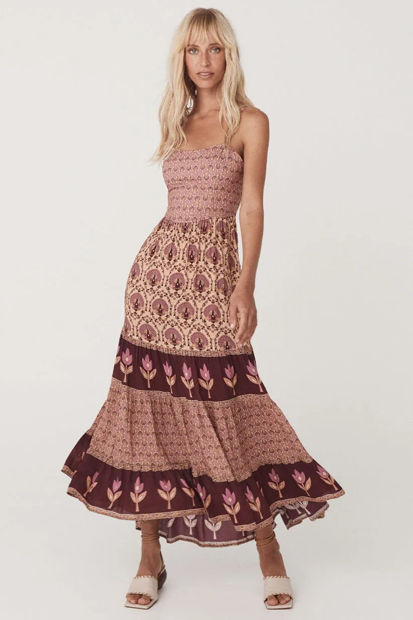 Château Quilted Strappy Maxi Dress | Grape