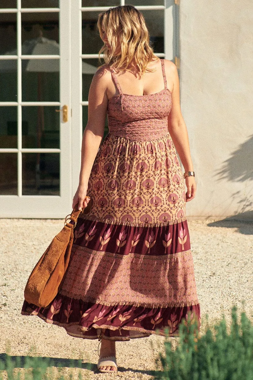 Château Quilted Strappy Maxi Dress | Grape