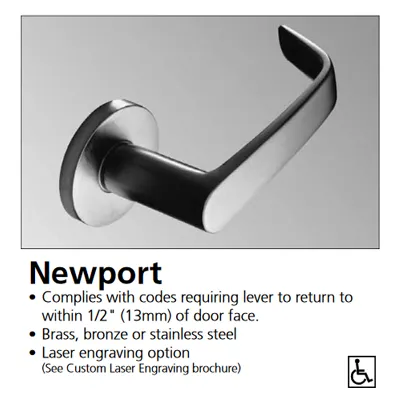 Corbin Russwin ML2051-NSA Entrance or Office Mortise Lock, Newport Lever, A Rose